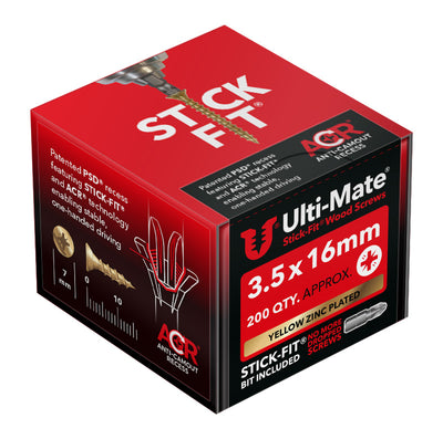 Ulti-Mate Stick-Fit® Woodscrews (Zinc & Yellow Plated)