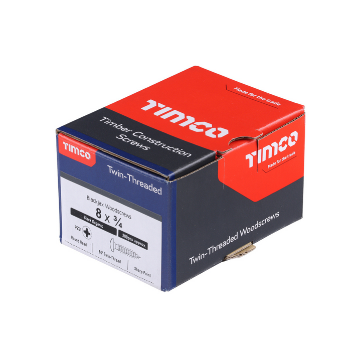 Timco Blackjax Round Head Wood Screws – Twin Thread Dome Screws for Carpentry Fastener – Self Tapping Screws – Available in multi Sizes