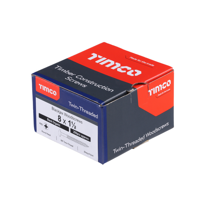 Timco Blackjax Round Head Wood Screws – Twin Thread Dome Screws for Carpentry Fastener – Self Tapping Screws – Available in multi Sizes