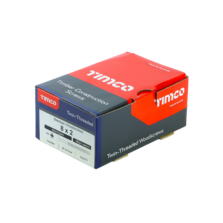 Timco Blackjax Round Head Wood Screws – Twin Thread Dome Screws for Carpentry Fastener – Self Tapping Screws – Available in multi Sizes