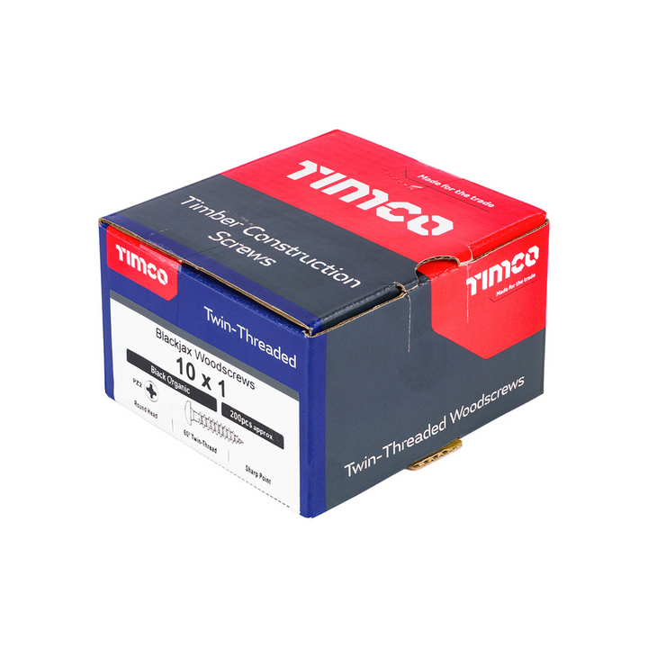 Timco Blackjax Round Head Wood Screws – Twin Thread Dome Screws for Carpentry Fastener – Self Tapping Screws – Available in multi Sizes