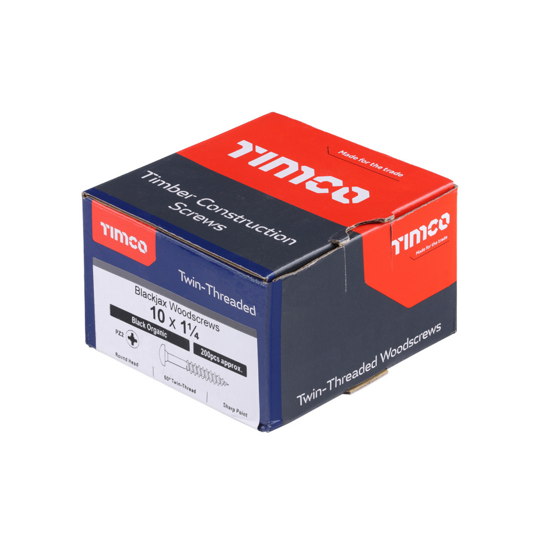 Timco Blackjax Round Head Wood Screws – Twin Thread Dome Screws for Carpentry Fastener – Self Tapping Screws – Available in multi Sizes