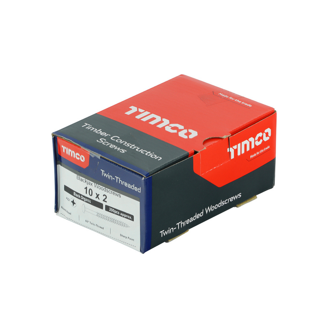 Timco Blackjax Round Head Wood Screws – Twin Thread Dome Screws for Carpentry Fastener – Self Tapping Screws – Available in multi Sizes