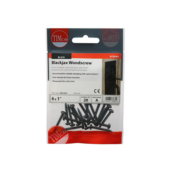 Timco Blackjax Round Head Wood Screws – Twin Thread Dome Screws for Carpentry Fastener – Self Tapping Screws – Available in multi Sizes