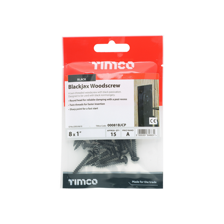 Timco Blackjax Round Head Wood Screws – Twin Thread Dome Screws for Carpentry Fastener – Self Tapping Screws – Available in multi Sizes