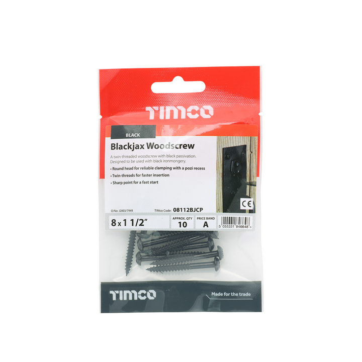 Timco Blackjax Round Head Wood Screws – Twin Thread Dome Screws for Carpentry Fastener – Self Tapping Screws – Available in multi Sizes