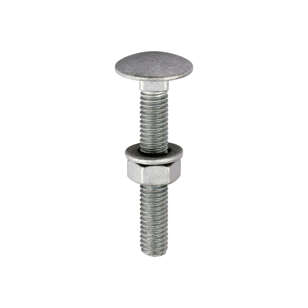 Domed Head Coach Bolt Set - Screws with Washer & Hex Nut Fastener Timco - Available in Sizes