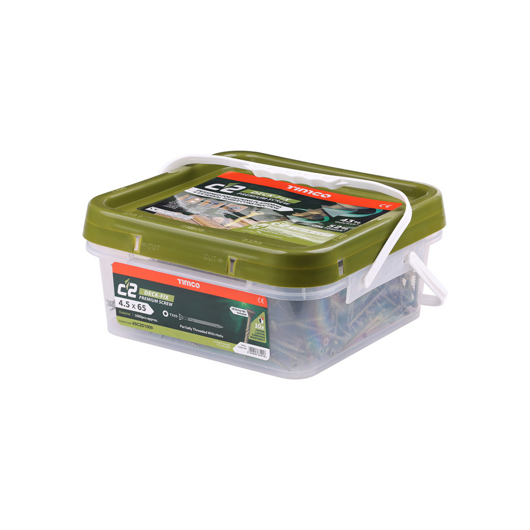 Timco - C2 Deck-Fix Screw- Countersunk with Ribs Screwfix - Twin Cut - Green (Tub)