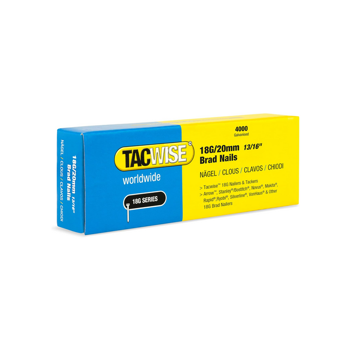 Tacwise - 1709 Galvanized Brad Nails, 18G/20mm, B/4,000