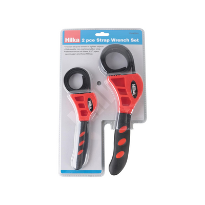 Hilka Strap Wrench Set - 2-Piece - Rubber Band Wrench for Oil Filter - Adjustable Rubber Pipe Strap Wrench