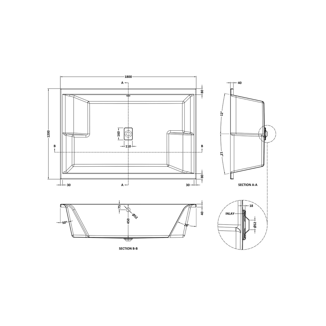 James Parker - Double Ended Inset Spa Bath