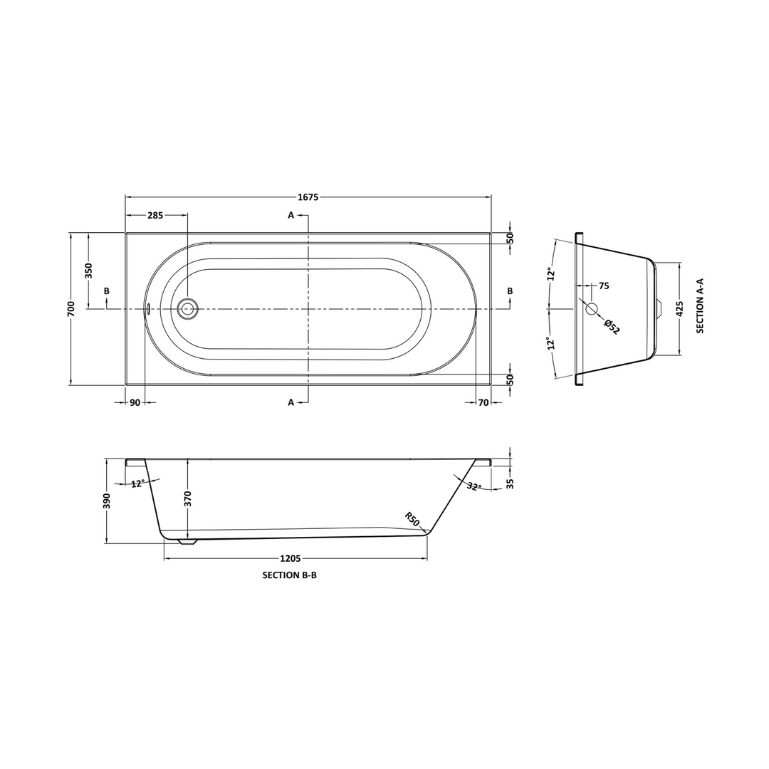 James Parker - Flowplus Round Bathtub 1675 x 700mm