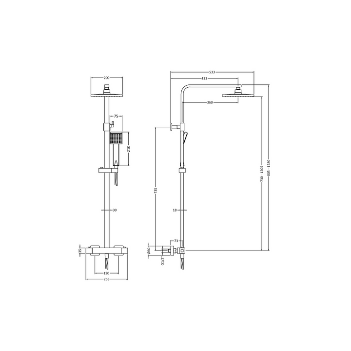 James Parker - Shower Bath Thermostatic Bar Shower With Kit