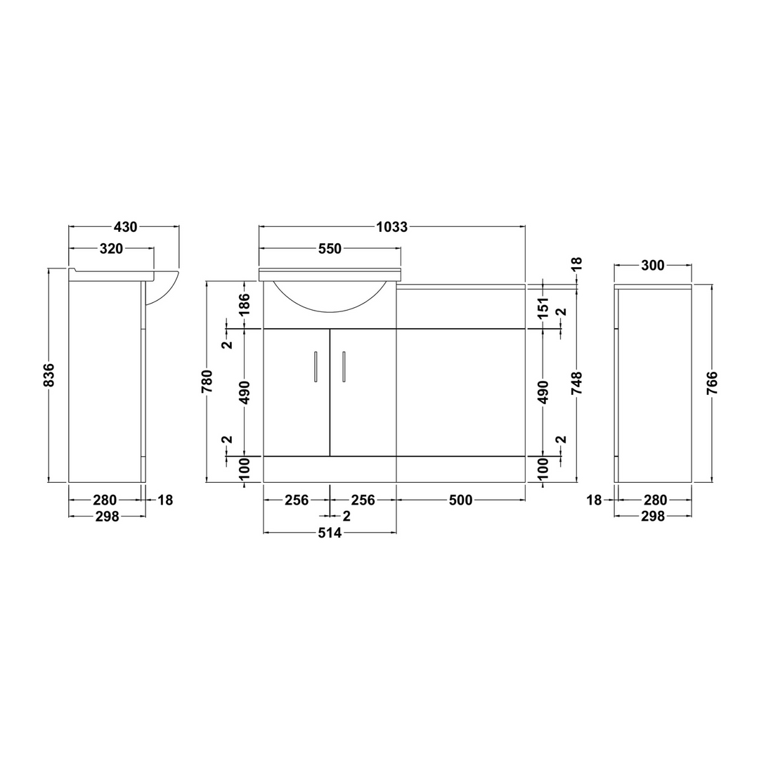 James Parker - Cloakroom Vanity Unit with Toilet and Wash Basin Unit Saturn Furniture