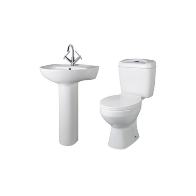 James Parker - Newyork Soft Close Toilet Seat with 1 Tap Hole Pedestal Sink Basin 550mm