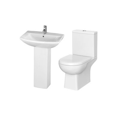 James Parker - Rome Close Coupled Toilet Soft Close Seat & 1 Tap Hole Pedestal Basin 500mm