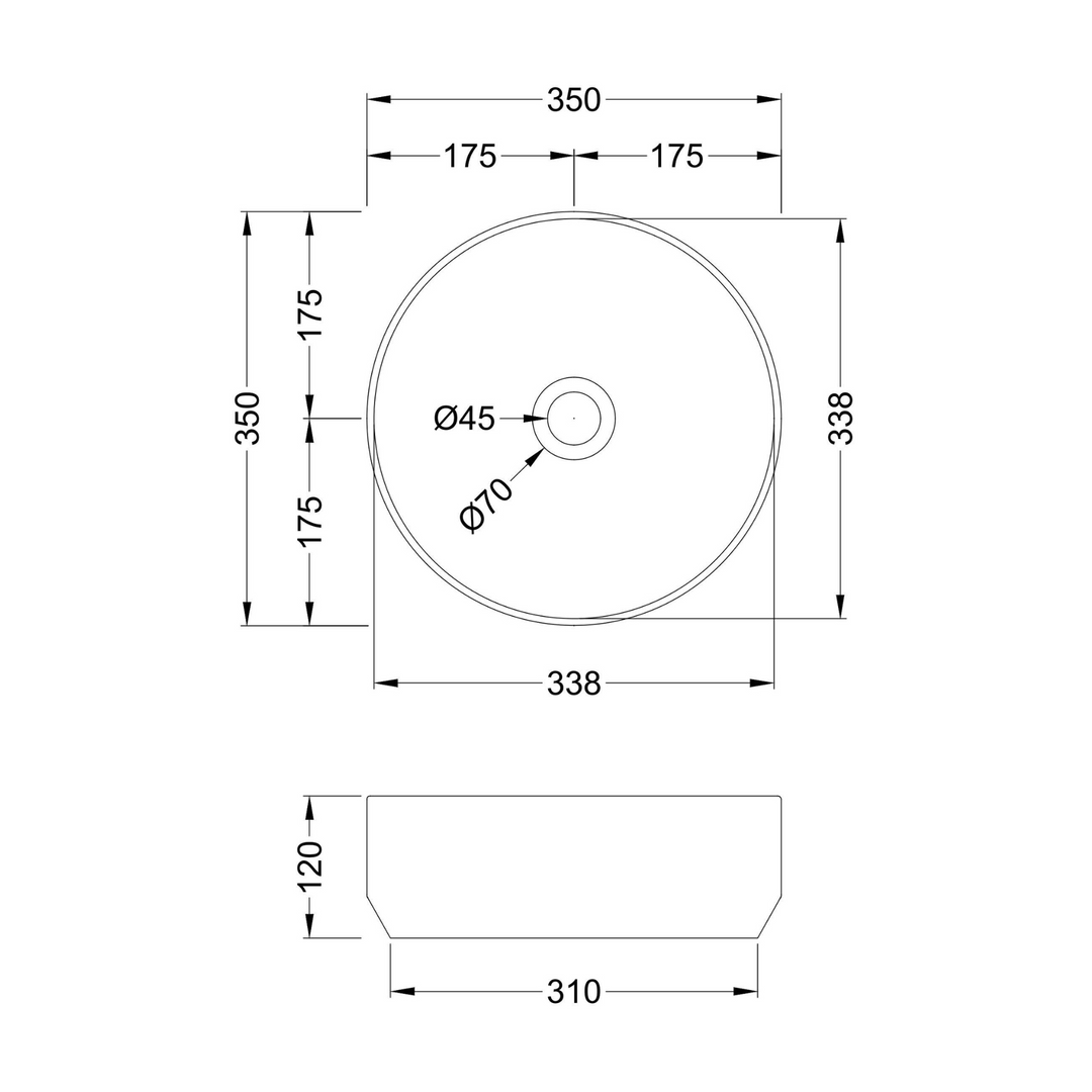 James Parker - Round Lava Sink Bathroom Bowl - 350 x 350 x 120mm