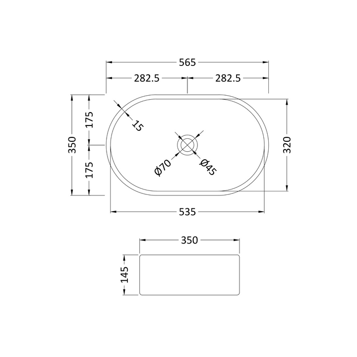 James Parker - Oval Dubai Sink Bathroom Bowl 565 x 350 x 145mm