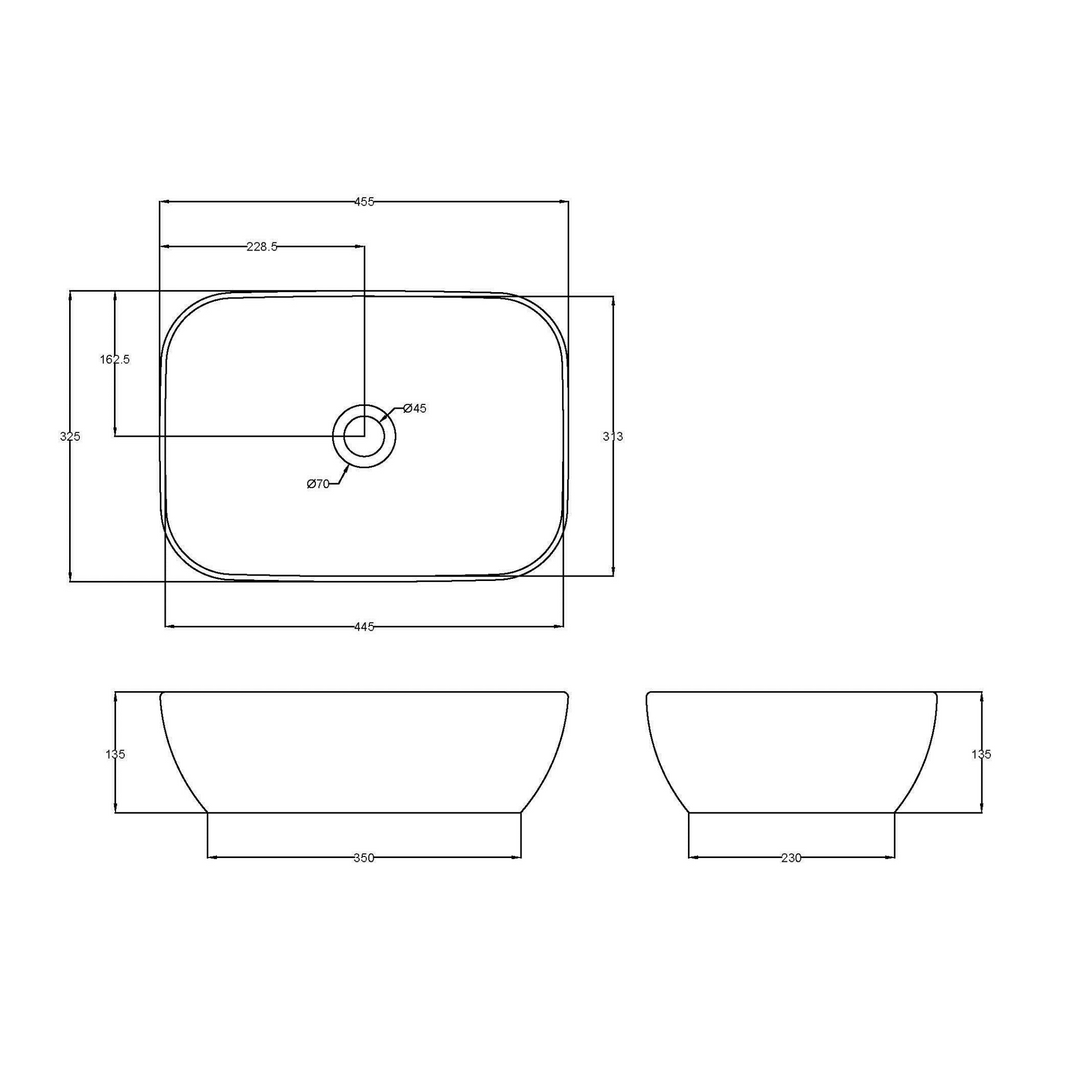 James Parker - London Square Vessel Bowl Sink in Bathroom 455 x 325 x 135mm