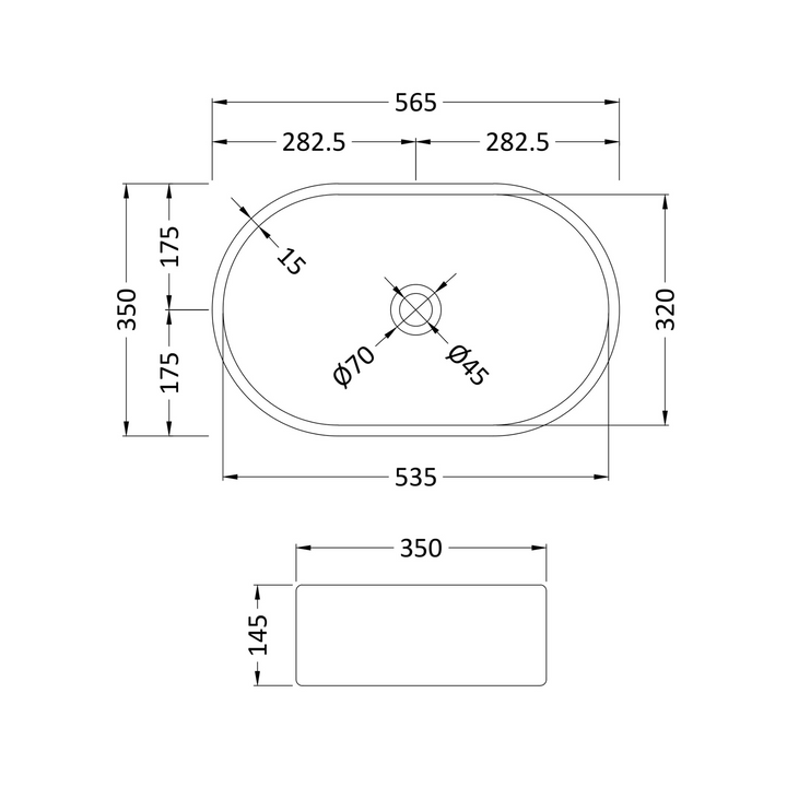 James Parker - London Oval Vessel Bath Bowl Sink 565 x 350 x 145mm