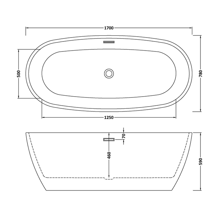 James Parker - Oval Freestanding Large Tile Bath 1700mm