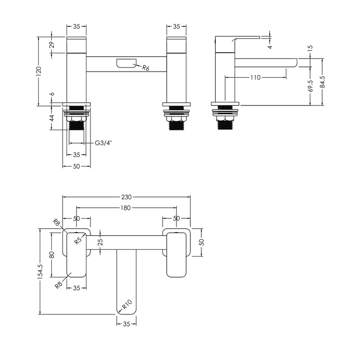 James Parker - Lodnon Deck Mounted Bath Tap Filler