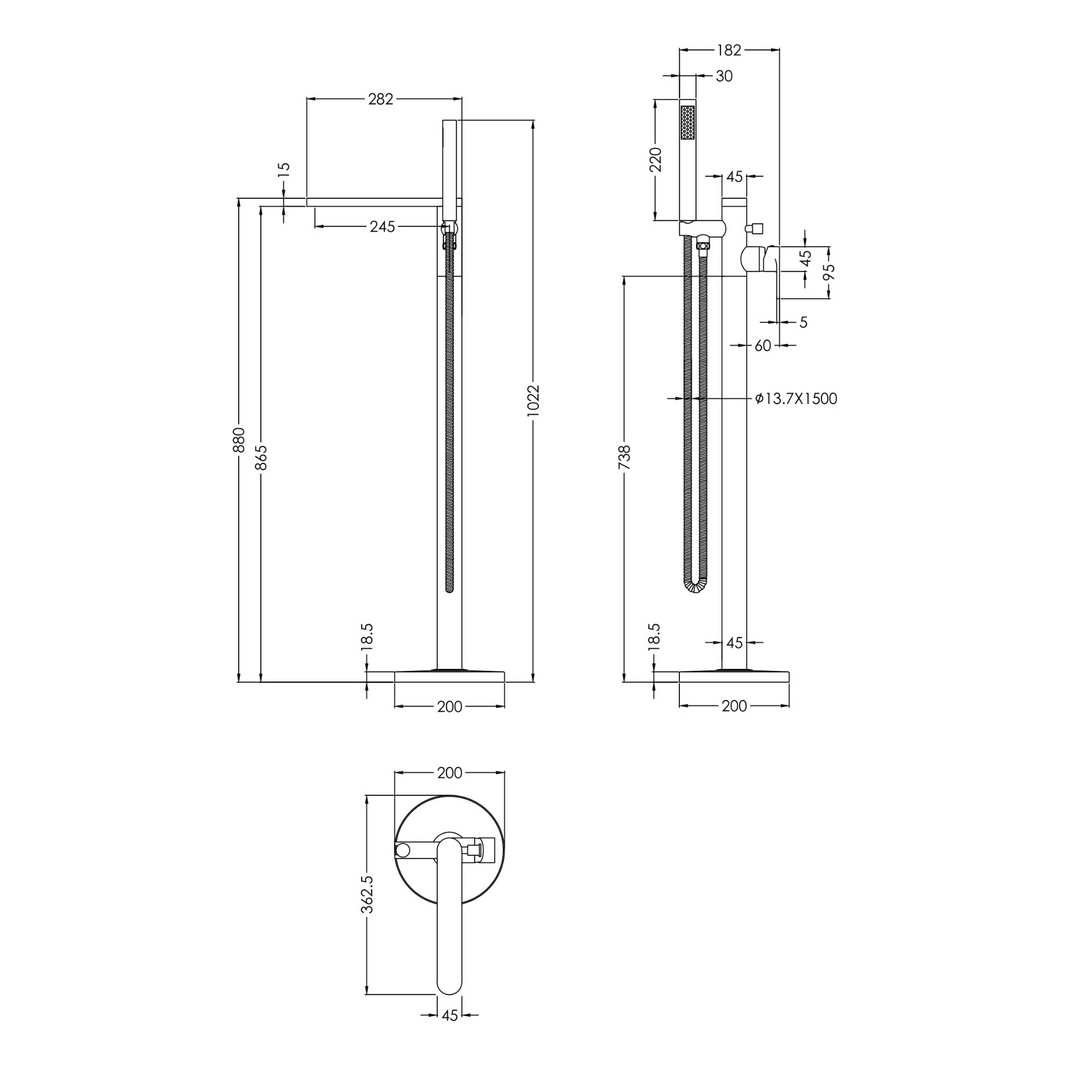 James Parker - Dubai Freestanding Bath and Shower Mixer