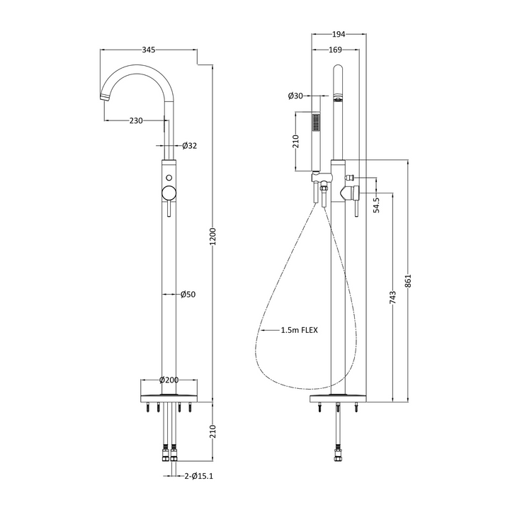 James Parker - Milian Floor Standing Shower Mixer and Taps