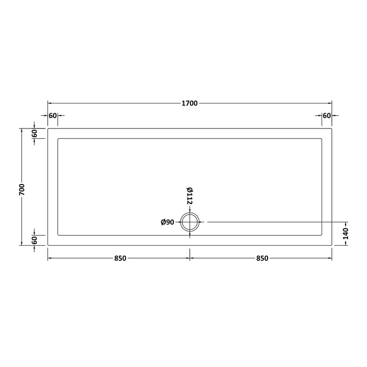 James Parker - Shower Tray Slimline Rectangular  1700 x 700mm