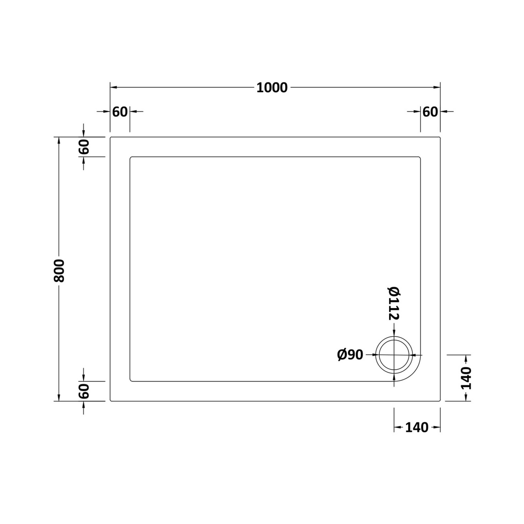 James Parker - Shower Tray Rectangular Slimline 1000 x 800mm