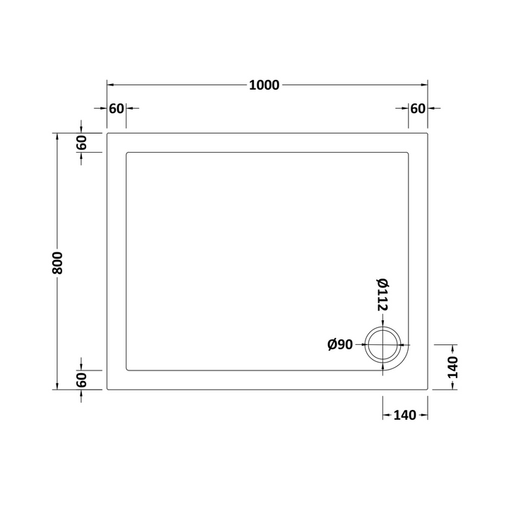 James Parker - Shower Tray Rectangular Slimline 1000 x 800mm