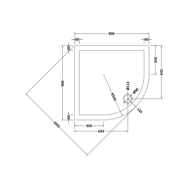 James Parker - Shower Tray Quadrant Slimline 900 x 900mm