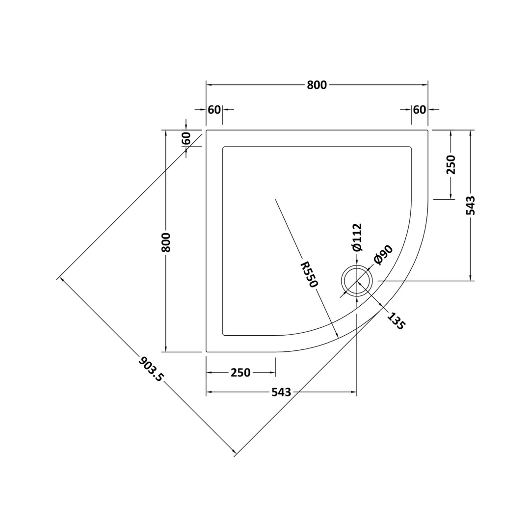 James Parker - Shower Tray Quadrant Slimline 800 x 800mm