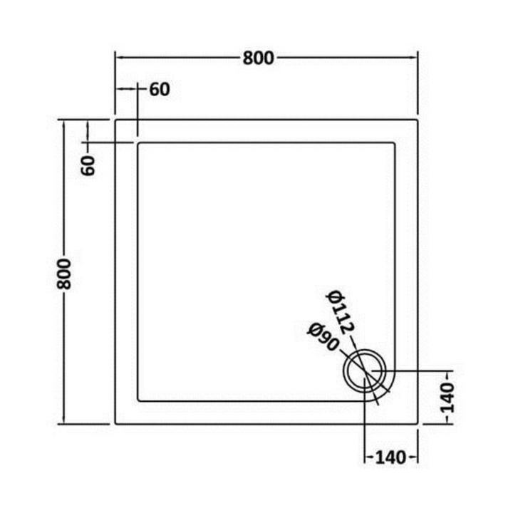 James Parker - Shower Tray Square Slimline 800 x 800mm