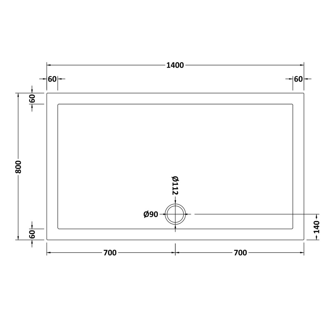 James Parker - Shower Tray Rectangular Slimline 1400 x 800mm