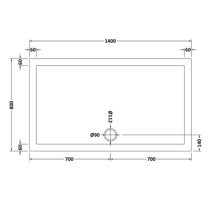 James Parker - Shower Tray Rectangular Slimline 1400 x 800mm