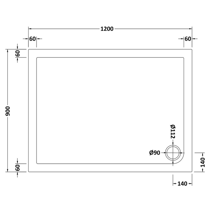 James Parker - Shower Tray Rectangular Slimline 1200 x 900mm