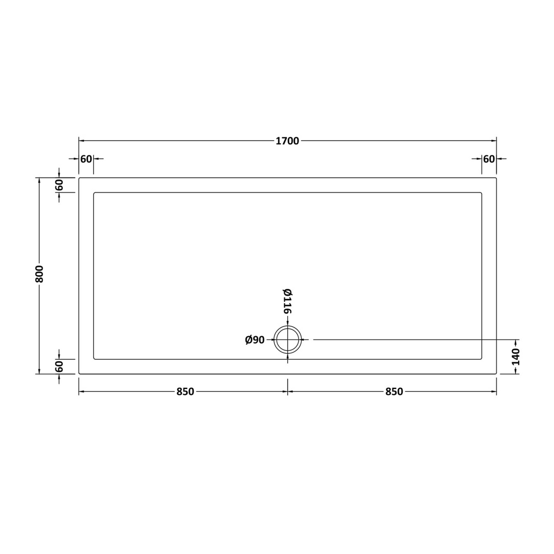 James Parker - Shower Tray Rectangular Slimline 1700 x 800mm