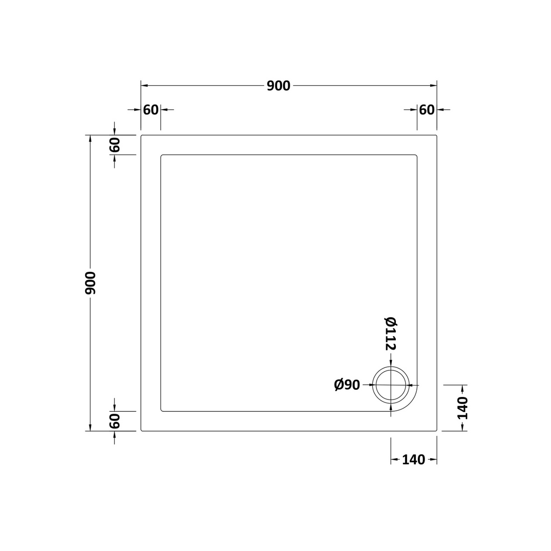 James Parker - Shower Tray Square Slimline 900 x 900mm