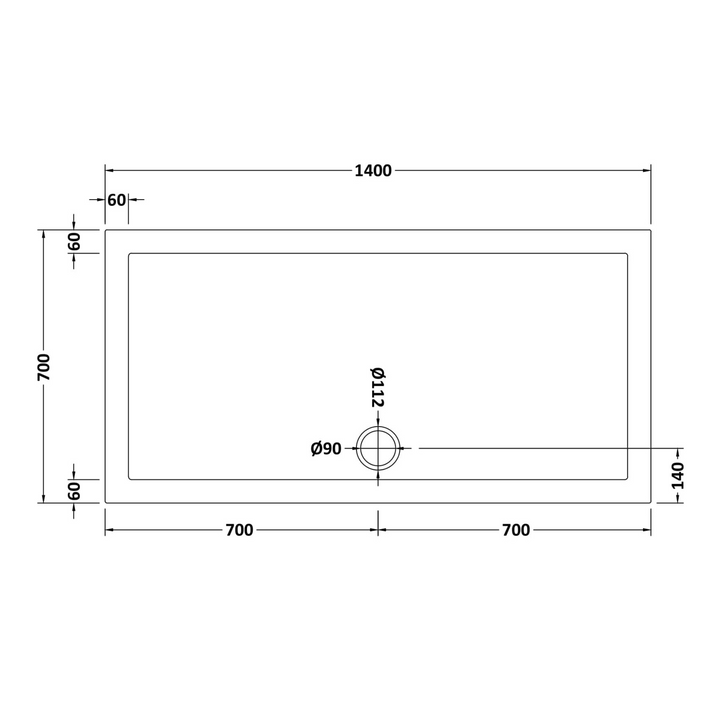 James Parker - Shower Tray Rectangular Slimline 1400 x 700mm