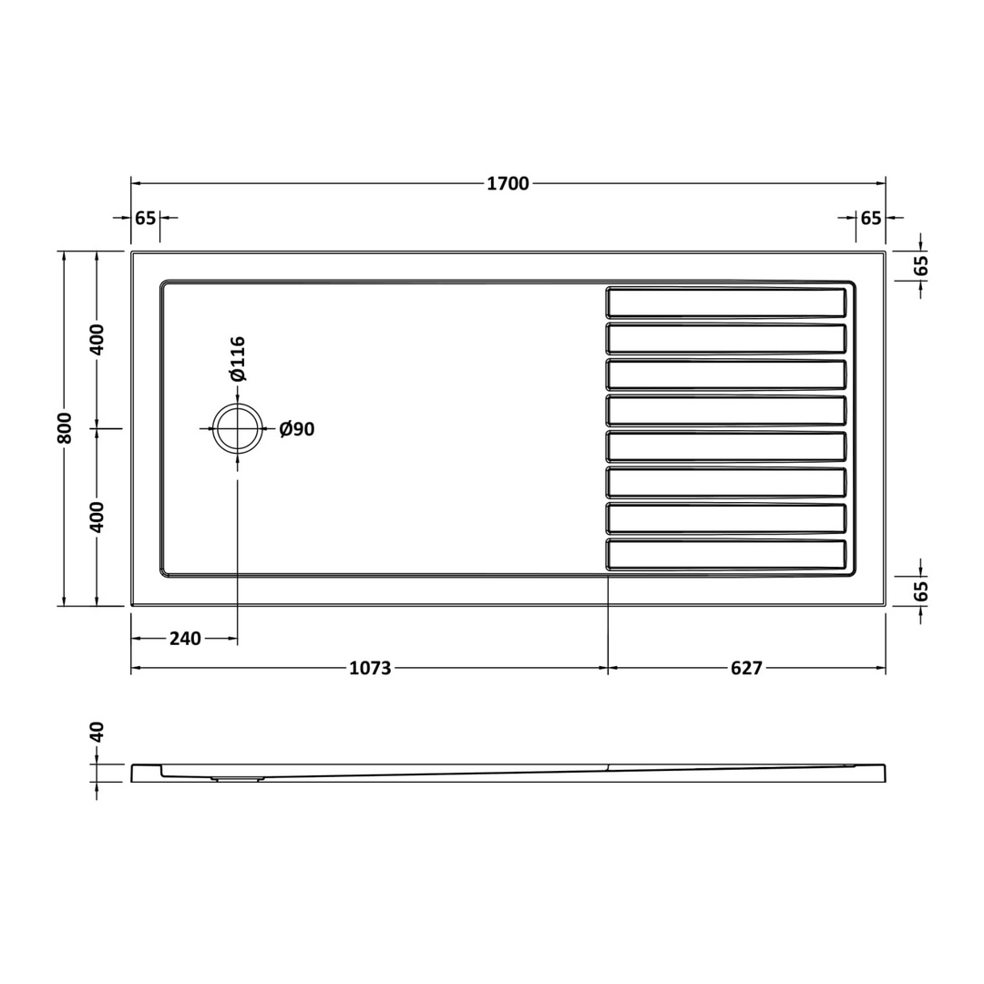 James Parker -  Walk-In Shower Tray Rectangular Slimline 1700 x 800mm