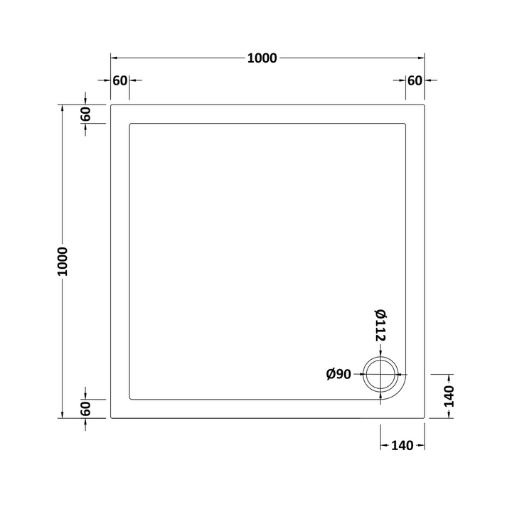 James Parker - Shower Tray Square Slimline 1000 x 1000mm