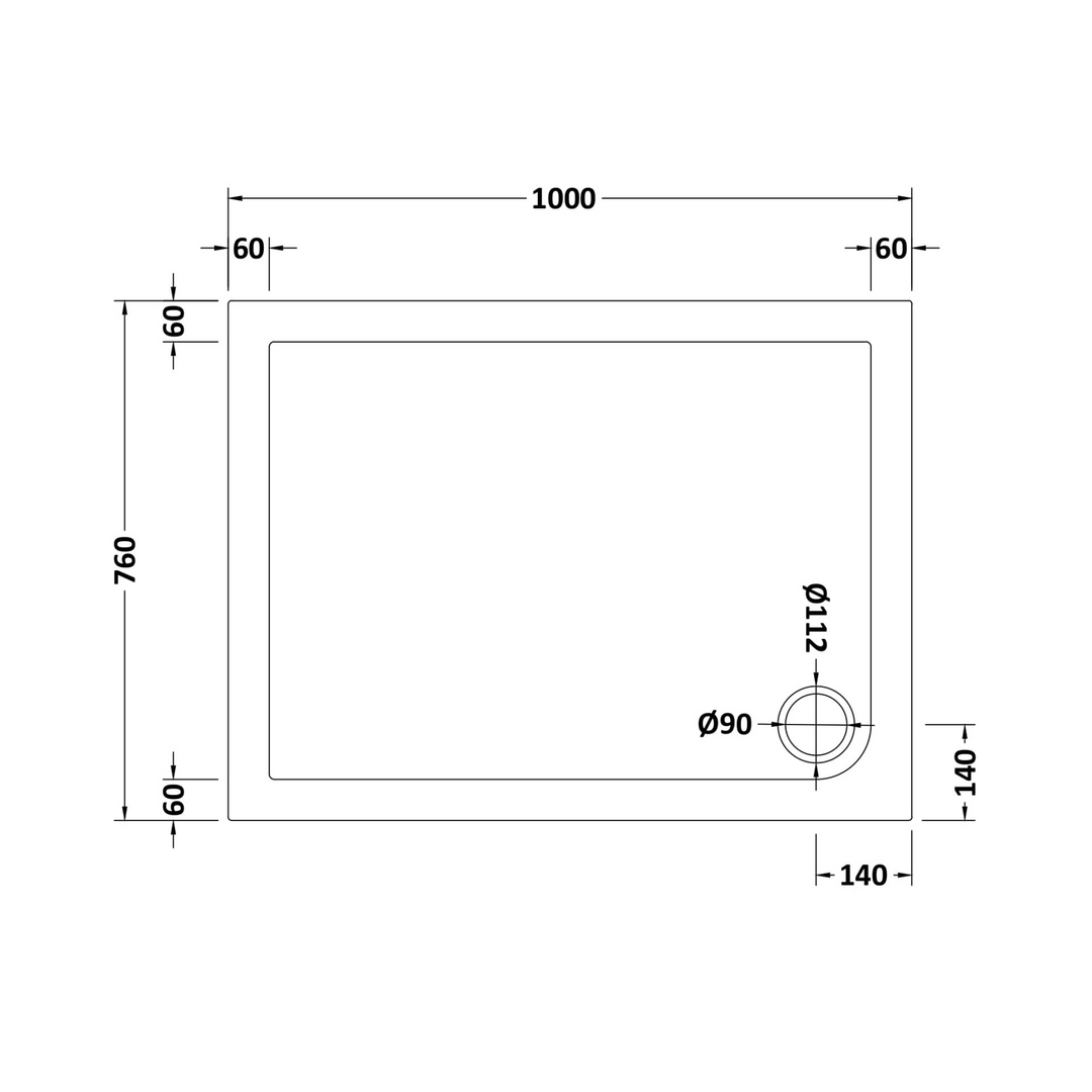 James Parker - Shower Tray Square Slimline 1000 x 760mm