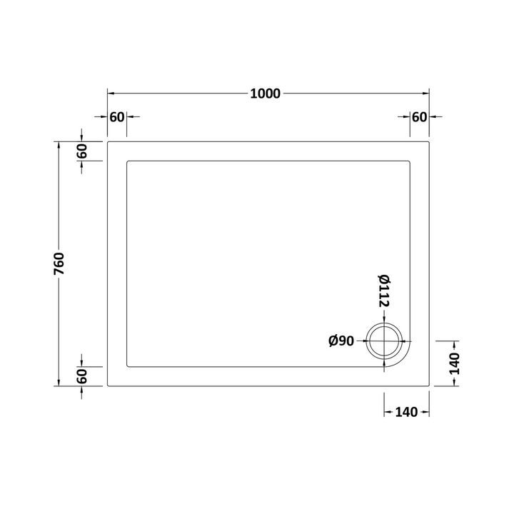 James Parker - Shower Tray Square Slimline 1000 x 760mm