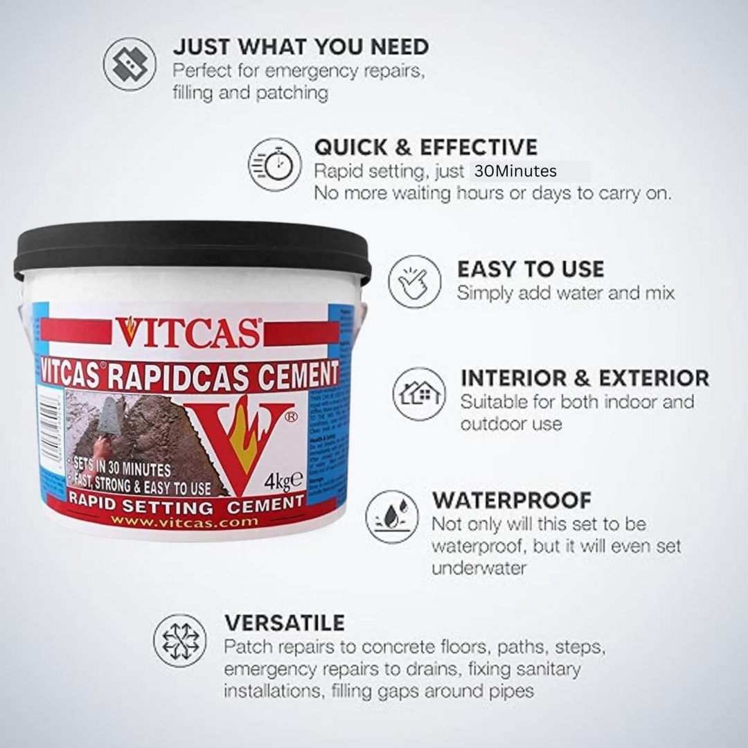 Vitcas Rapidcas Cement - 4kg Tub Fast Dry Cement