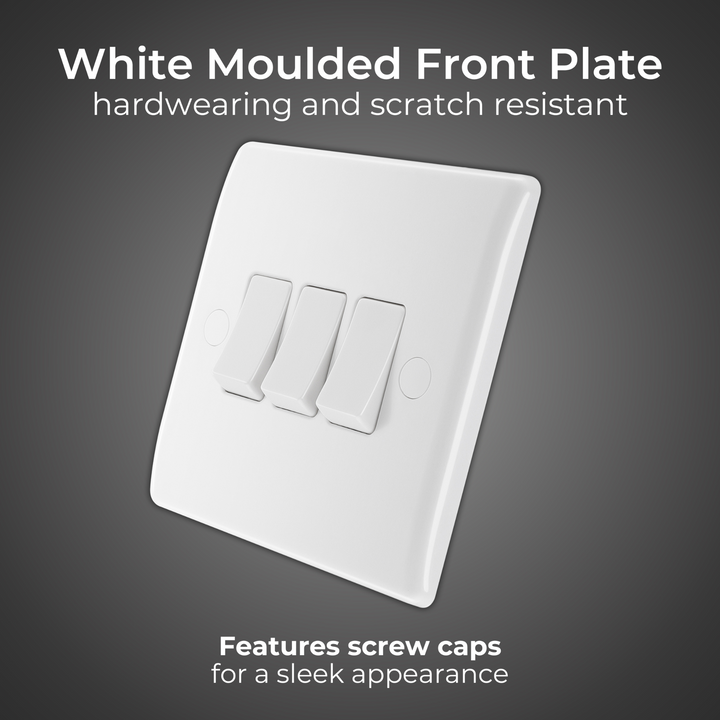 BG Electrical - 843-01 White Molded 2-Way Triple Wall Light Switch  20A 16AX