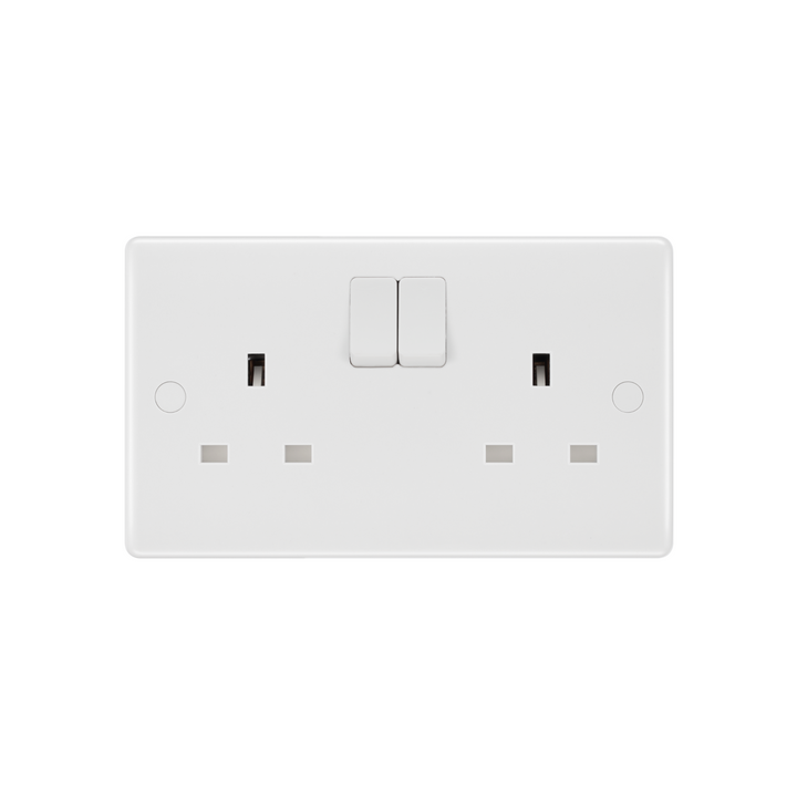 BG Electrical - BG Plug Sockets Double Pole Wall Switch White Molded 13A