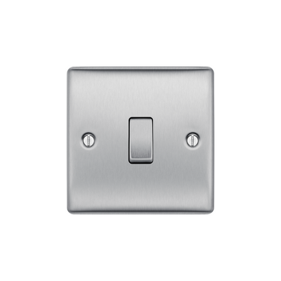 BG Electrical - Brushed Steel Light Switch 20A 16AX