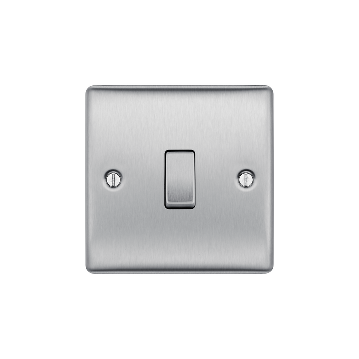 BG Electrical - Brushed Steel Light Switch 20A 16AX