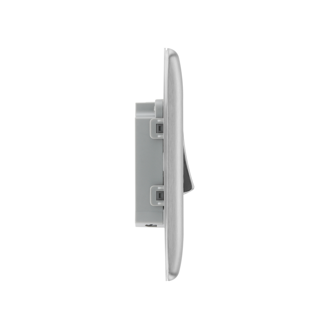 BG Electrical - Brushed Steel Light Switch 20A 16AX